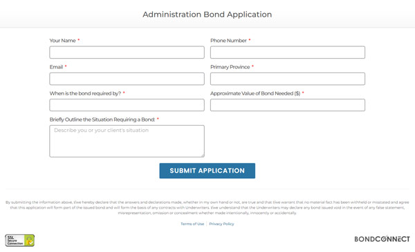 Administration Bond Application